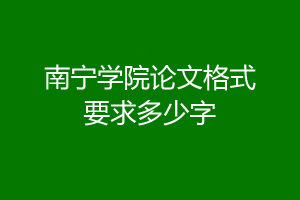 南宁学院论文格式要求多少字