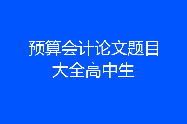 预算会计论文题目大全高中生