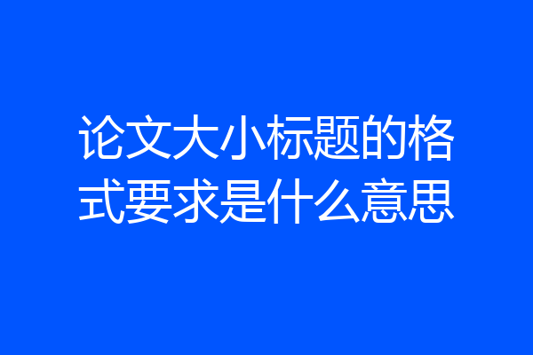 论文大小标题的格式要求是什么意思