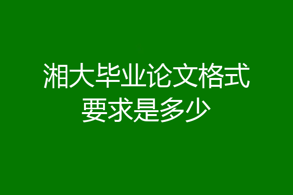湘大毕业论文格式要求是多少