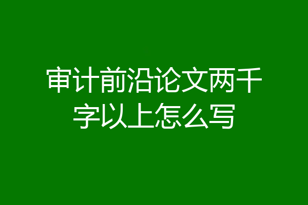 审计前沿论文两千字以上怎么写