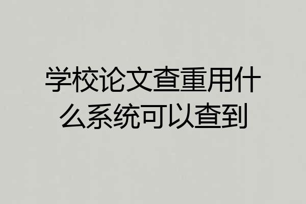 学校论文查重用什么系统可以查到