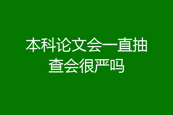 本科论文会一直抽查会很严吗