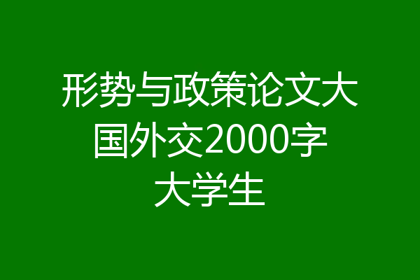 形势与政策论文大国外交2000字大学生