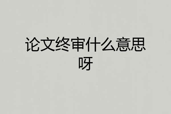 论文终审什么意思呀