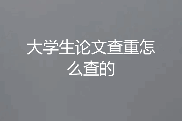 大学生论文查重怎么查的