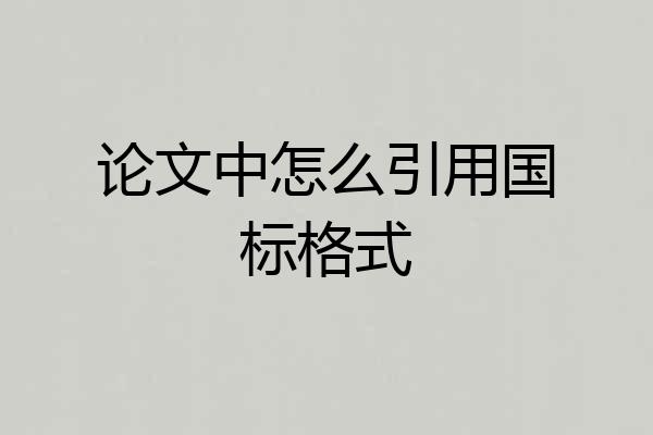 论文中怎么引用国标格式