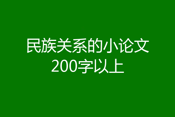 民族关系的小论文200字以上