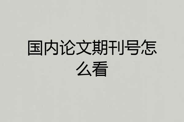 国内论文期刊号怎么看