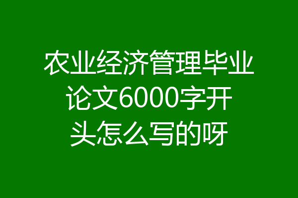 农业经济管理毕业论文6000字开头怎么写的呀