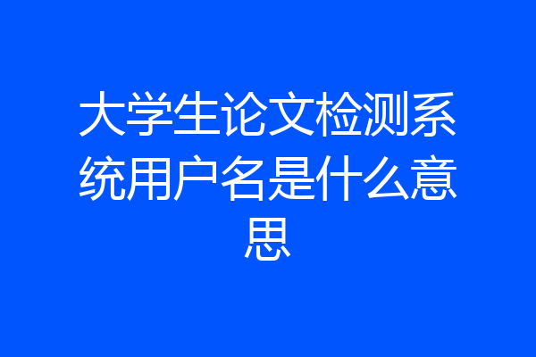 大学生论文检测系统用户名是什么意思