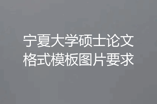 宁夏大学硕士论文格式模板图片要求