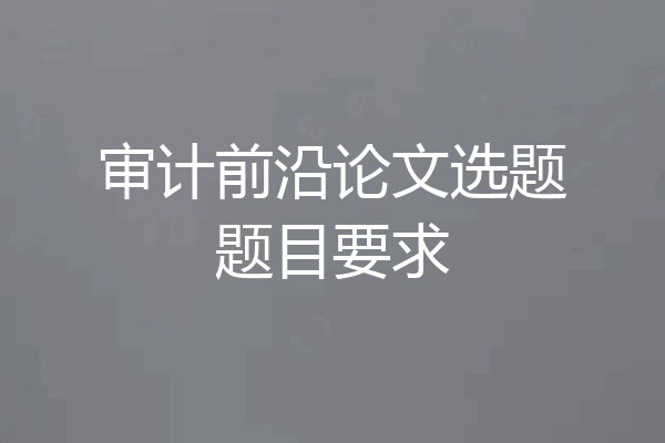 审计前沿论文选题题目要求