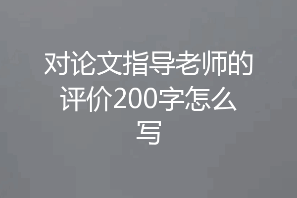 对论文指导老师的评价200字怎么写