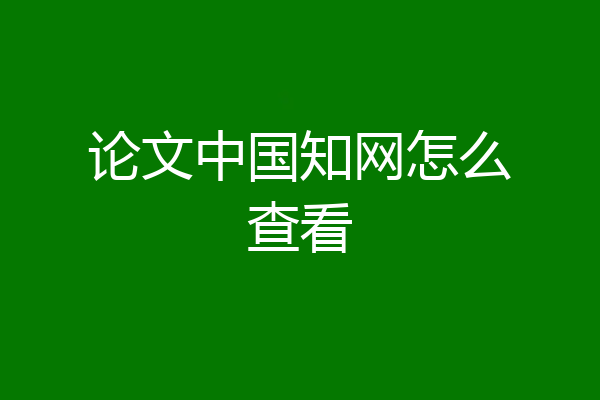 论文中国知网怎么查看
