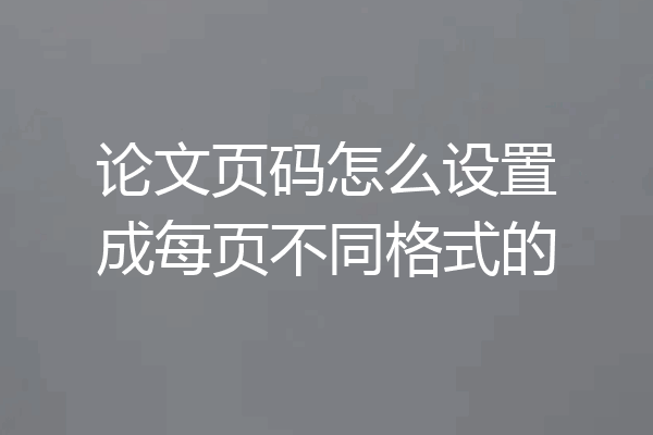 论文页码怎么设置成每页不同格式的