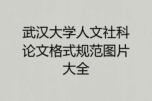 武汉大学人文社科论文格式规范图片大全