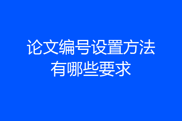 论文编号设置方法有哪些要求