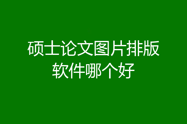 硕士论文图片排版软件哪个好