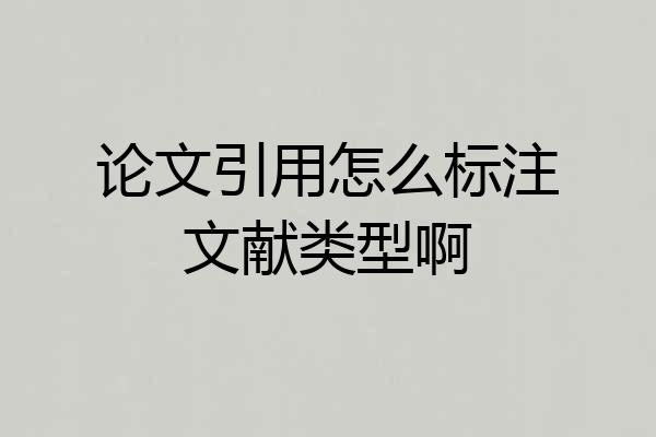论文引用怎么标注文献类型啊
