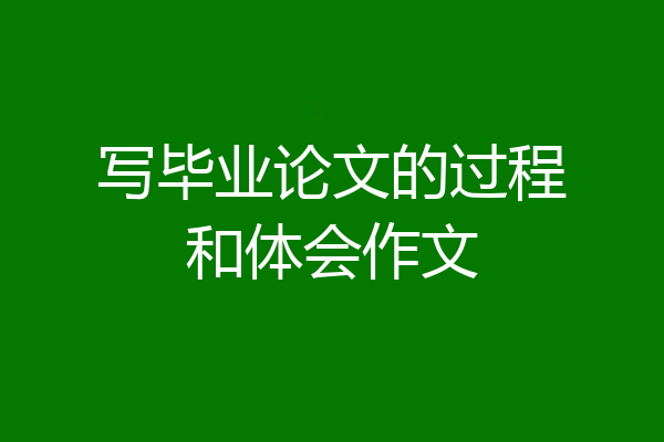 写毕业论文的过程和体会作文