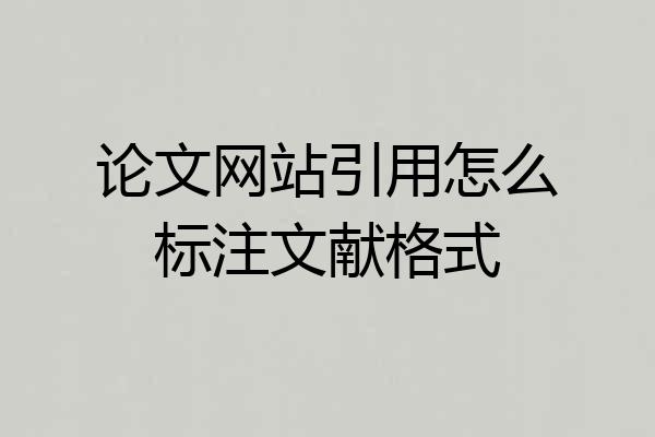 论文网站引用怎么标注文献格式