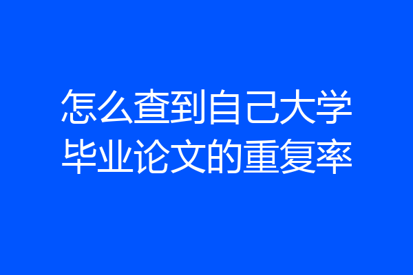 怎么查到自己大学毕业论文的重复率