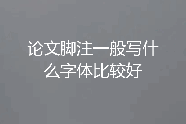 论文脚注一般写什么字体比较好