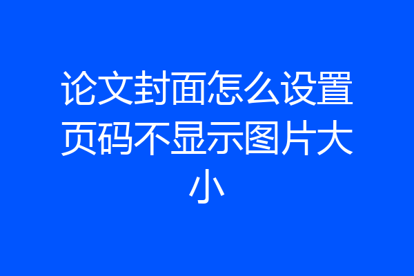 论文封面怎么设置页码不显示图片大小