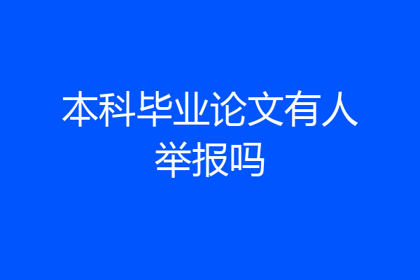 本科毕业论文有人举报吗