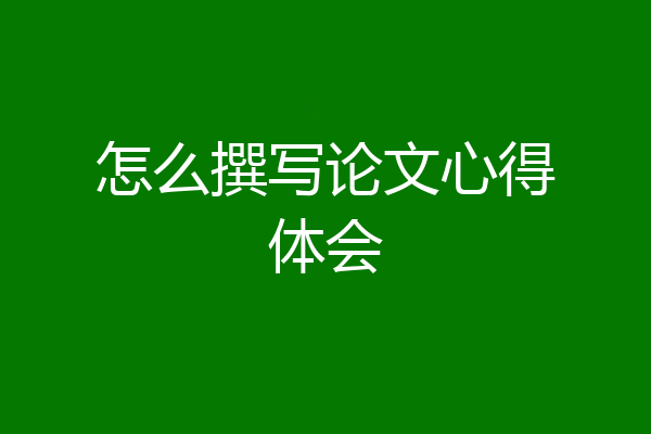 怎么撰写论文心得体会