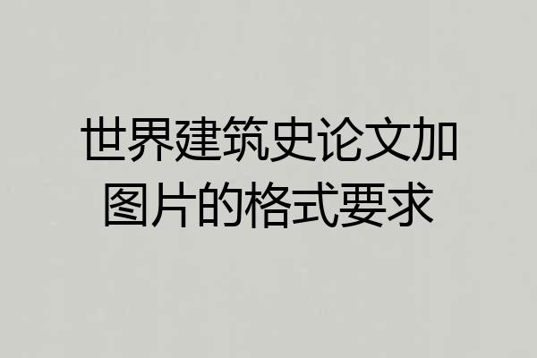 世界建筑史论文加图片的格式要求