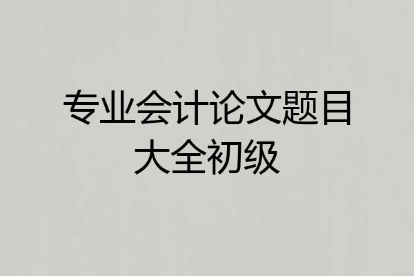 专业会计论文题目大全初级