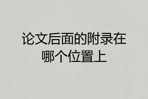 论文后面的附录在哪个位置上