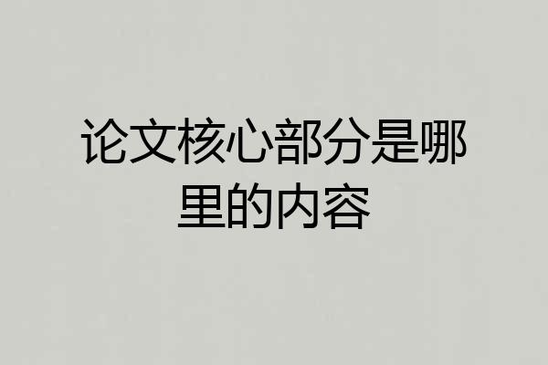 论文核心部分是哪里的内容