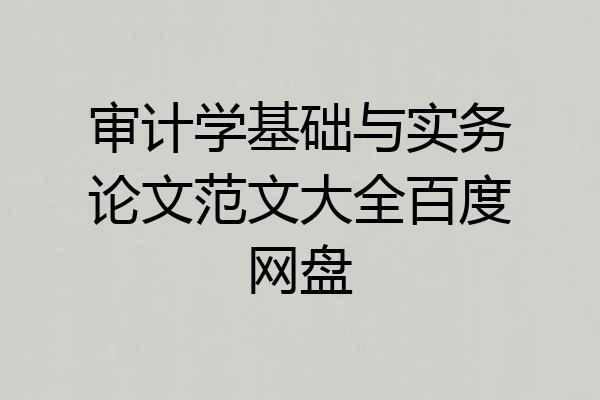 审计学基础与实务论文范文大全百度网盘