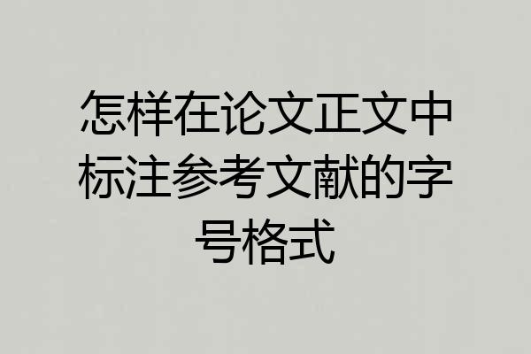 怎样在论文正文中标注参考文献的字号格式