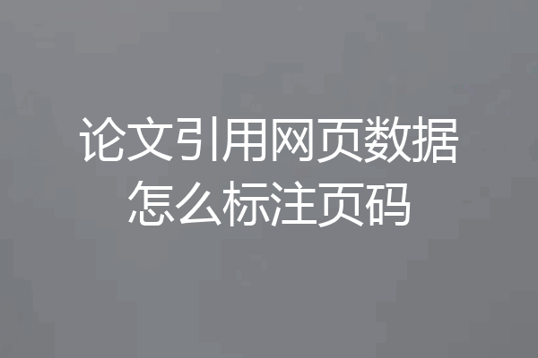 论文引用网页数据怎么标注页码