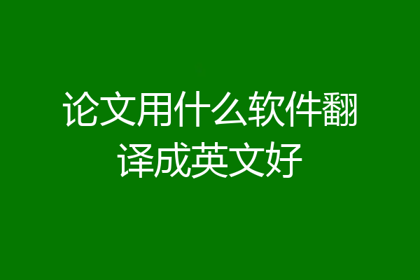 论文用什么软件翻译成英文好