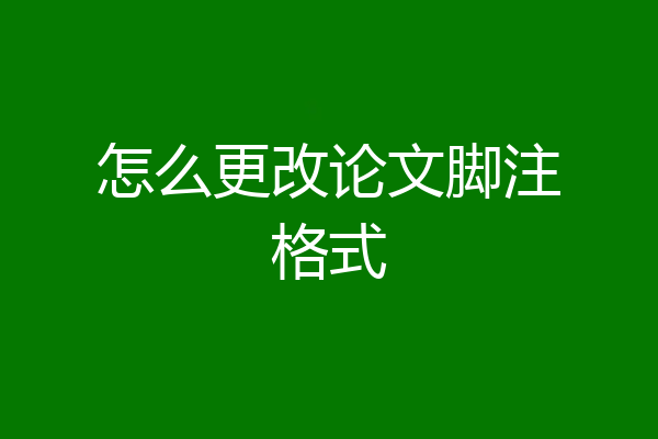 怎么更改论文脚注格式