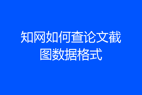 知网如何查论文截图数据格式