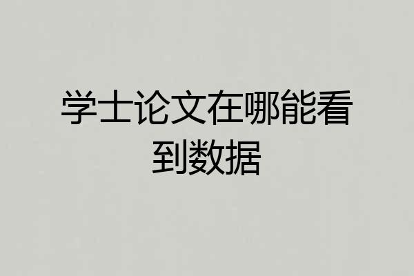 学士论文在哪能看到数据