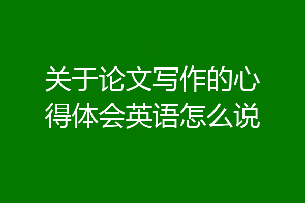 关于论文写作的心得体会英语怎么说