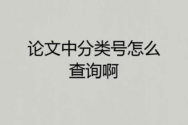 论文中分类号怎么查询啊