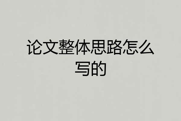 论文整体思路怎么写的