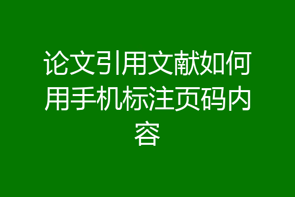 论文引用文献如何用手机标注页码内容