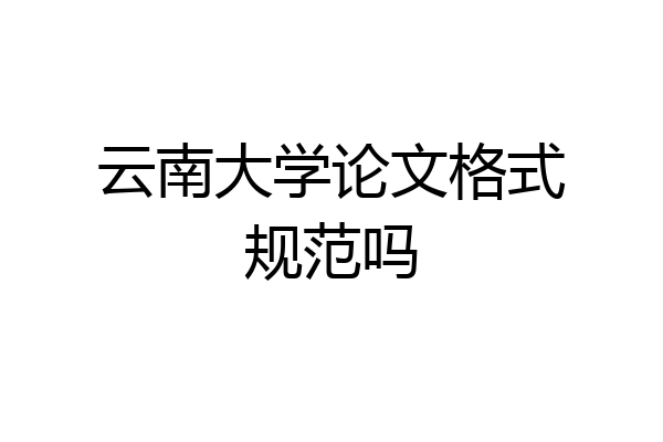 云南大学论文格式规范吗