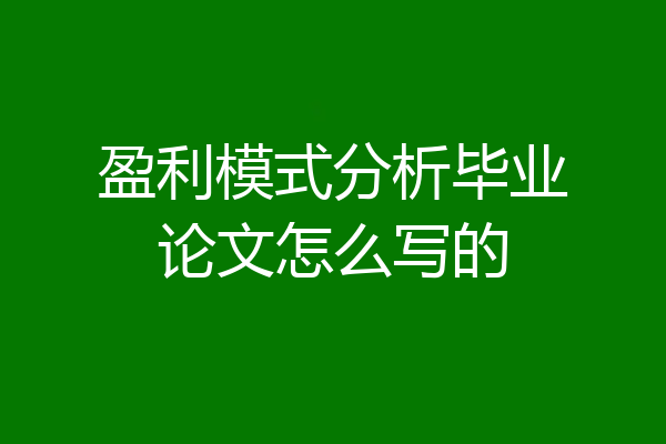 盈利模式分析毕业论文怎么写的