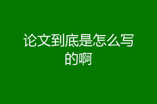 论文到底是怎么写的啊