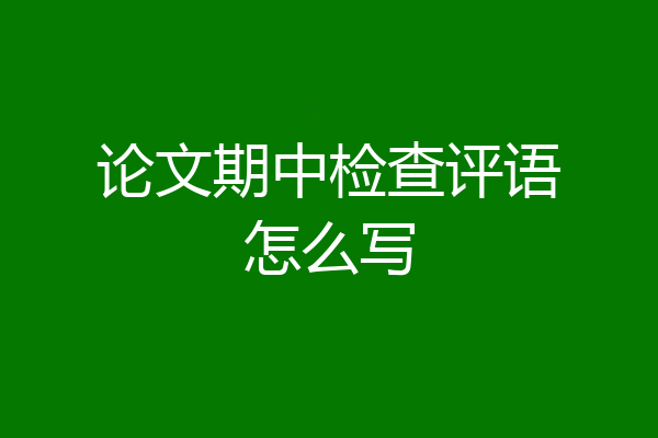 论文期中检查评语怎么写
